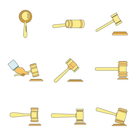 Judge hammer icons set vector color 32035577 Vector Art at Vecteezy