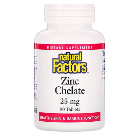 Цинк хелатный 25 мг 90 таб. Natural Factors