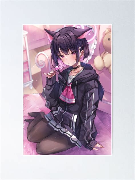 Cute Neko Kyouyama Kazusa Hot Ass Tits Blue Archive BA Lewd Anime Girl Poster For Sale By