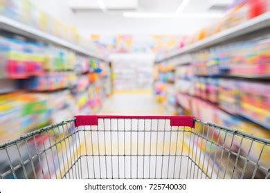 Blurred Background Supermarket Shelf Empty Shopping Stock Photo ...