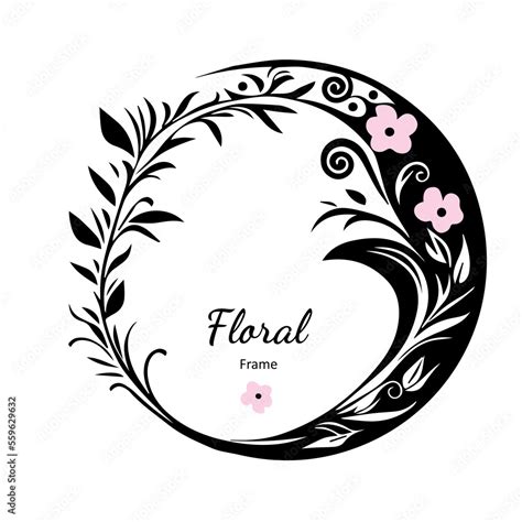 Floral Vector Wreath Art Deco Ornate Black And White Wedding Circle