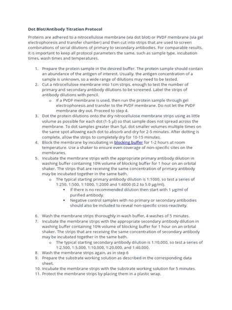Dot Blot Protocol | PDF | Blot (Biology) | Gel Electrophoresis