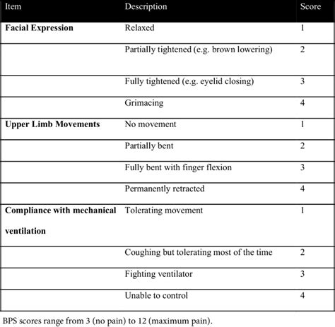 Behavioral Pain Scale Download Scientific Diagram