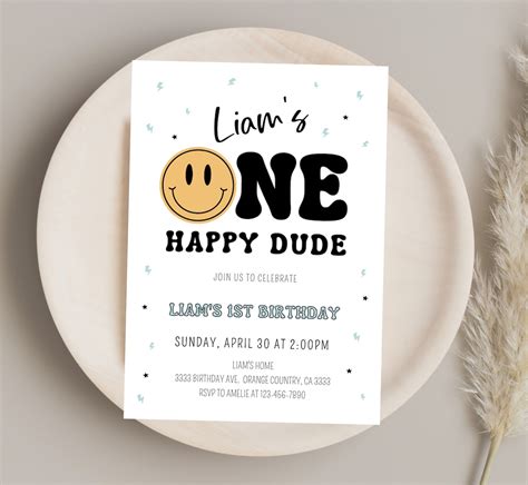 One Happy Dude Invitation One Happy Dude Birthday Invitation Dude St