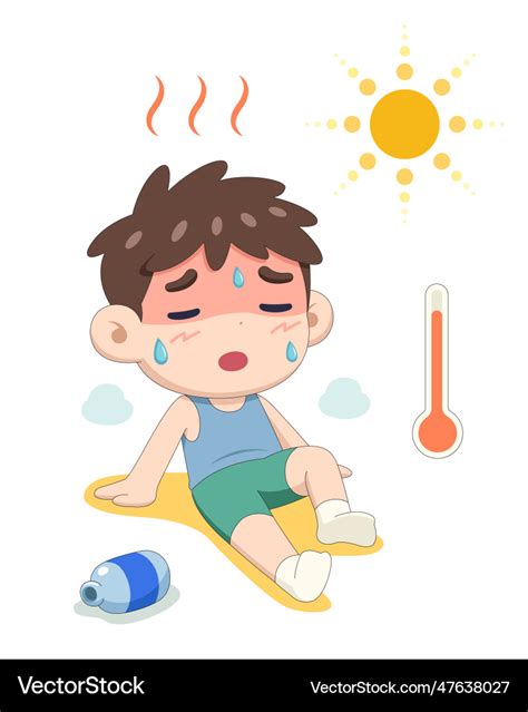 Heat Stroke Child Cartoon Royalty Free Vector Image