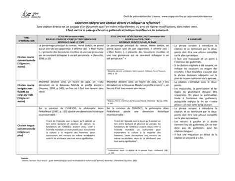 Comment intégrer une citation directe et indiquer la référence