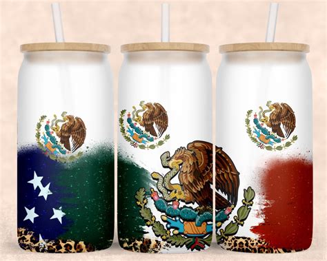 Mexican With American Flag Libbey Glass Png Sublimation Design Etsy