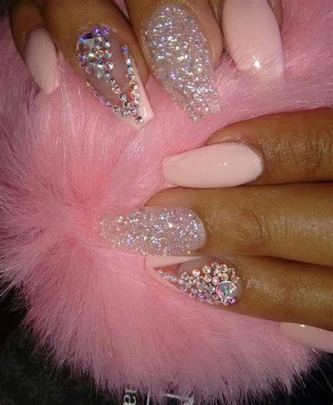 Pretty Pink Bling Coffin Nails Pink Bling Nails Bling Nails Pretty Nails