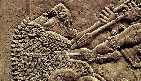 Frieze Of Assurbanipal 668 627 BCE Hunting Lions Detail In Ancient