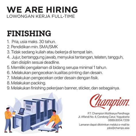 Lowongan Kerja Finishing Creative Director Di Pt Champion Multikarya