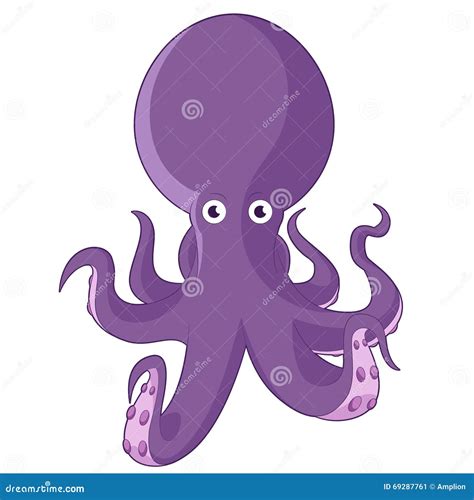 Cartoon Purple Octopus Stock Vector Image 69287761