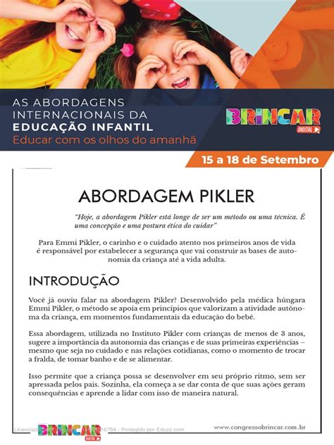 Abordagem Emmi Pikler - Abordagem Pikler na Educação Infantil | PDF | Família | Aprendizado