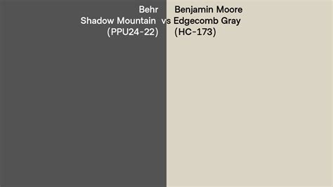 Behr Shadow Mountain PPU24 22 Vs Benjamin Moore Edgecomb Gray HC 173