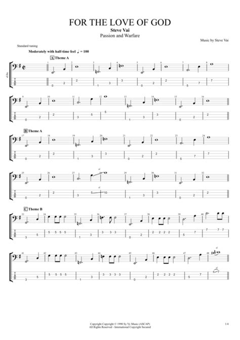 For The Love Of God Tab By Steve Vai Guitar Pro Full Score Mysongbook