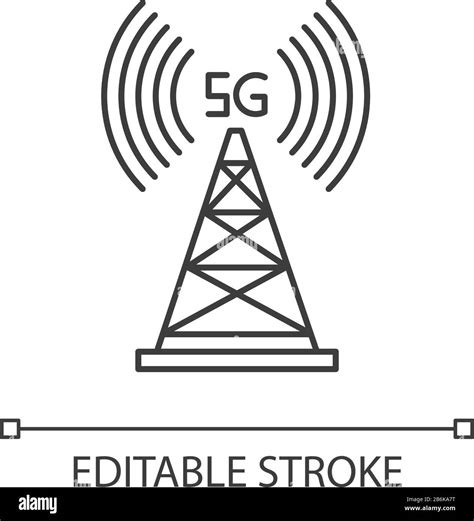 Icono Lineal Perfecto De Píxeles De Torre Celular De 5 G Tecnología