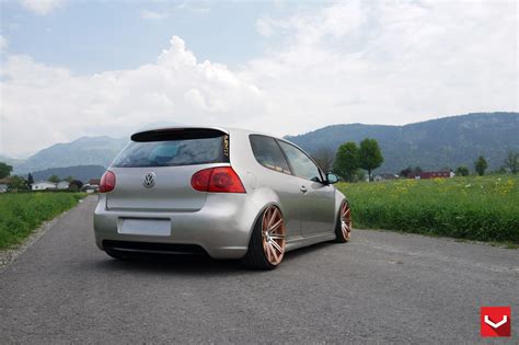 Stanced Out Vw Golf Gti Sporting Multi Spoke Aftermarket Wheels Wrapped In Tires — Gallery