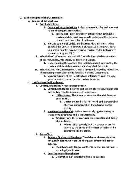 Criminal Law Outline Ch 1 And 2 Basic Principles Of The Criminal Law