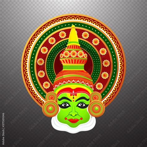 Vecteur Stock Kathakali Face Illustration For Indian Festival Happy