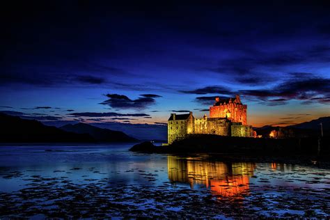 Eilean Donan Castle at Night Photograph by John Frid