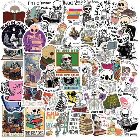 Amazon Pcs Skull Reading Book Stickers Pack Bookish Stickers