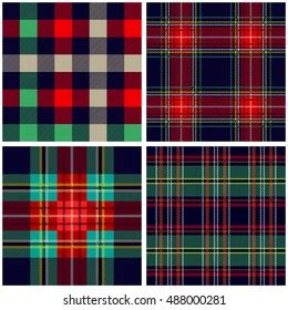 Set Traditional Tartans Seamless Scottish Plaids Stock Vector Royalty