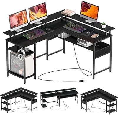 Buy Rolanstar Computer Desk L Shaped With Led Strip Power Outlets