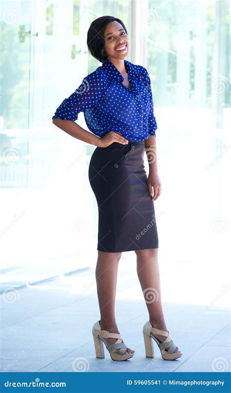 Smiling African American Business Woman Standing Outside Stock Image