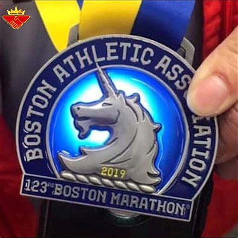 2019 Boston Marathon Medal Transparent Blue Color Marathon Medal