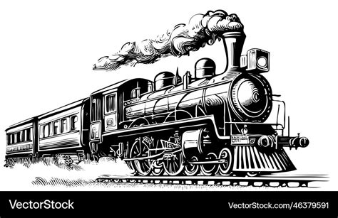 Steam train hand drawn sketch Royalty Free Vector Image