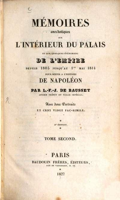 Mémoires anecdotiques sur l intérieur du Palais et sur quelques