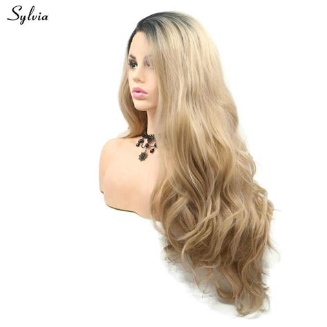 Sylvia blonde ombre syntetisk hår til kvinder lang Vicedeal