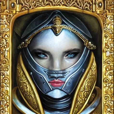 High Detail Fantasy Portrait Of A Robust Female Knight Wearing A