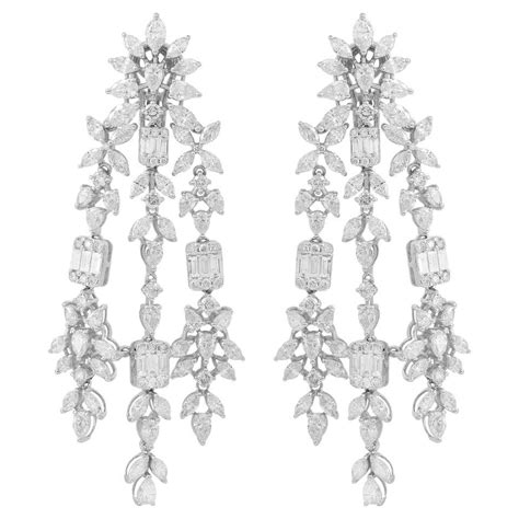 14 Ct Si Clarity Hi Pear And Marquise Diamond Jacket Earrings 18 Karat White Gold For Sale At