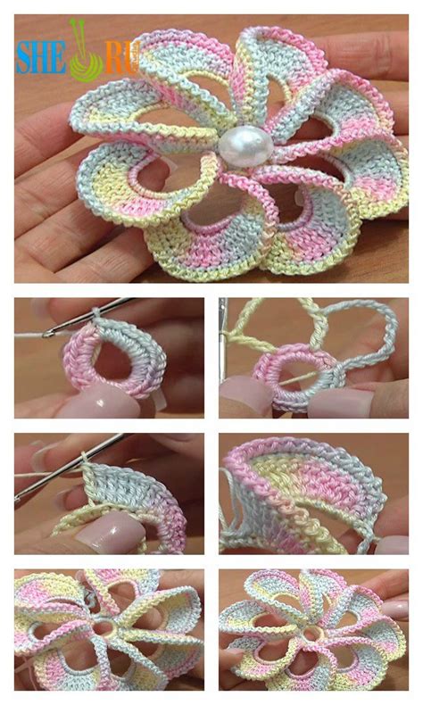 D Spiral Petal Crochet Flower Trim Around Video Tutorial Crochet