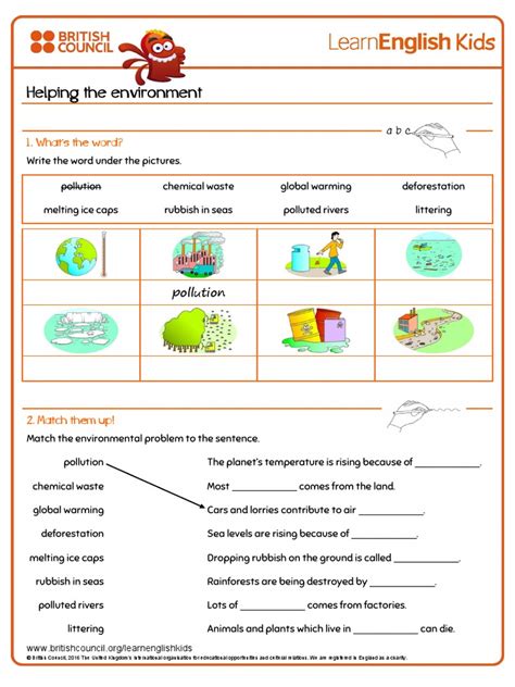 Worksheets Helping The Environment Pollution Environmental Issues