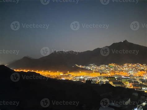 Beautiful view of Jabal Al Noor mountain in Mecca. Hira Cave is located ...