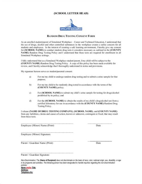 Free Drug Testing Consent Agreement Samples And Templates In Pdf