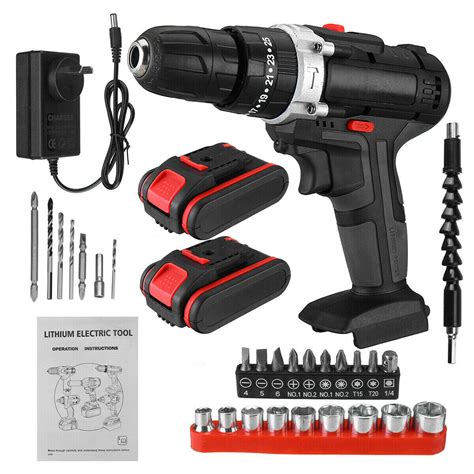 48v Brushless Heavy Duty Cordless Drill Impact Driver Kit Hammer 2