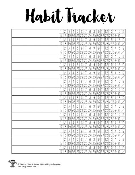 Bujo Habit Tracker Printables Woo Jr Kids Activities Childrens