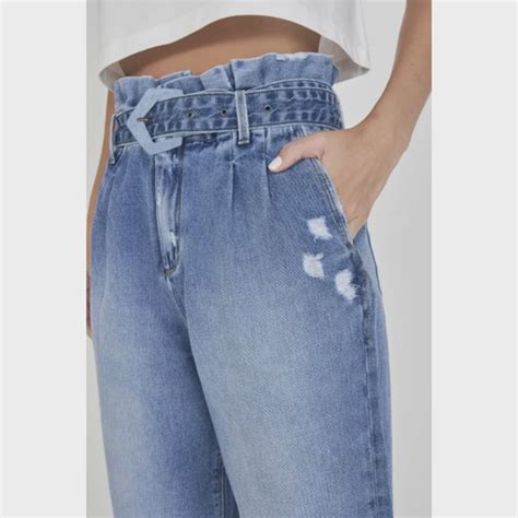 Cal A Jeans Feminina Mom Lado Avesso Ref No Shoptime