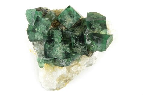 Fluorescent Green Fluorite On Quartz Diana Maria Mine England