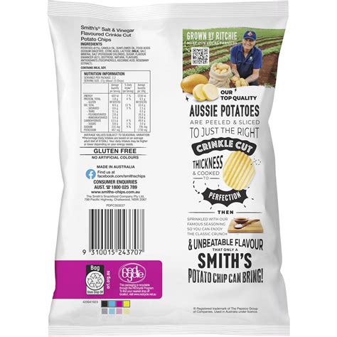 Smiths Crinkle Cut Chips Salt And Vinegar 60g Woolworths