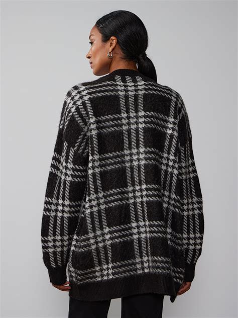 Long Sleeve Open Front Plaid Cardigan New York And Company