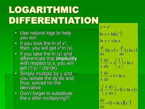 Ppt Chapter Seven The Calculus Of Logarithmic Functions Powerpoint