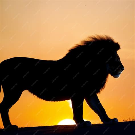 Premium Photo | Silhouette of an african lion posing in photo portrait