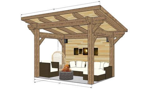 Sloped Pergola Straight Frame Front Side Ontario