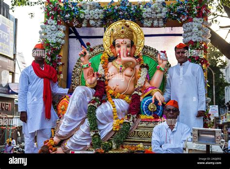 Amravati Maharashtra India September 05 Lord Ganesha Procession For Ganesh Chaturthi