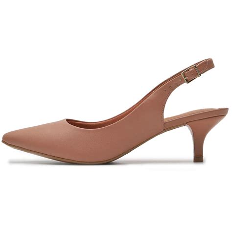 Scarpin Vizzano Slingback Bico Fino Salto Baixo Nude Bege