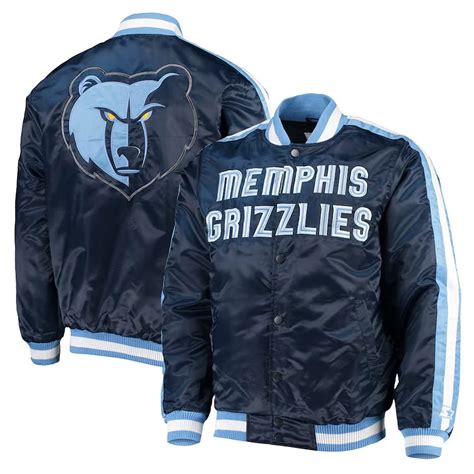 Starter Satin Full Snap The Offensive Memphis Grizzlies Navy Jacket