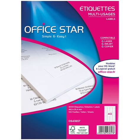 Office Star Etiquettes X Mm X Etiquette Ldlc